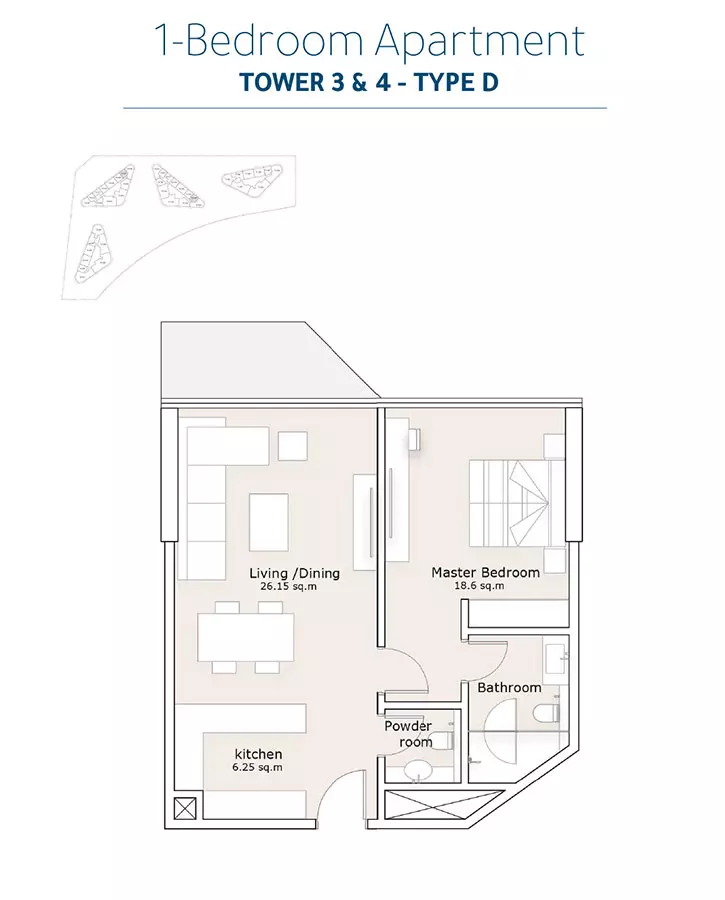 Sea La Vie — 1BR floor plan