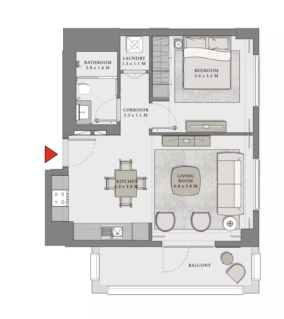 Creek Beach - Lotus — 1BR floor plan