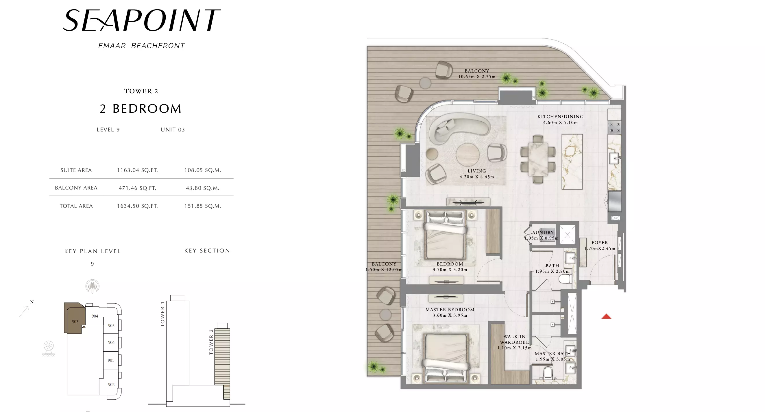 Seapoint T2-Level 9 ,Unit 03, 2 beds