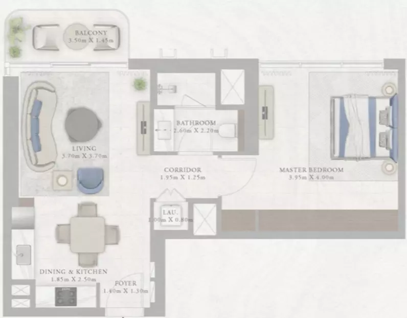 Marina Views Type 4-Tower2, 1 bed
