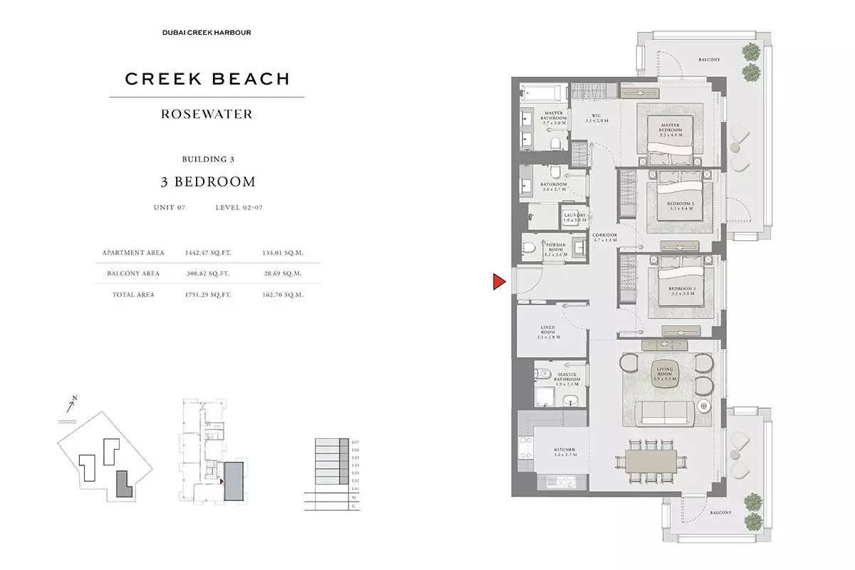 Creek Beach Rosewater B3-Type B, 3 beds