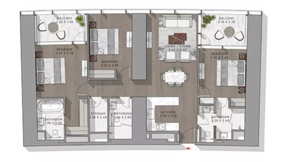 Safa Two Type 15, 3 beds