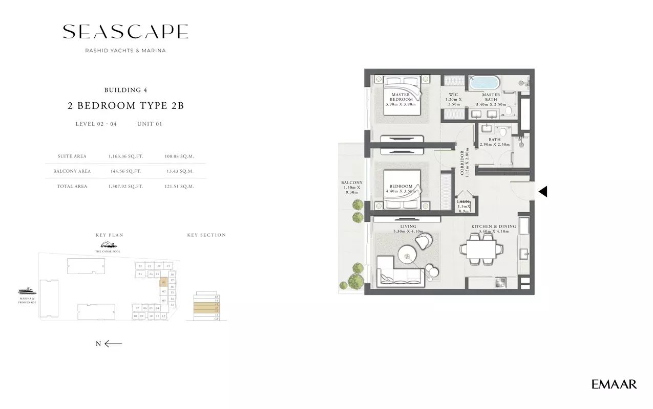Seascape B4-Type 2B, Level 02-04, Unit 01, 2 beds