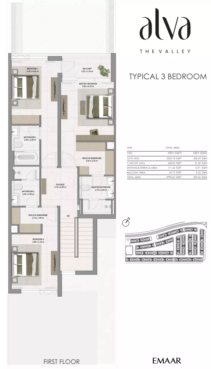 ALVA at The Valley by Emaar | 3 & 4BR Townhouses in Dubai floor plan 2