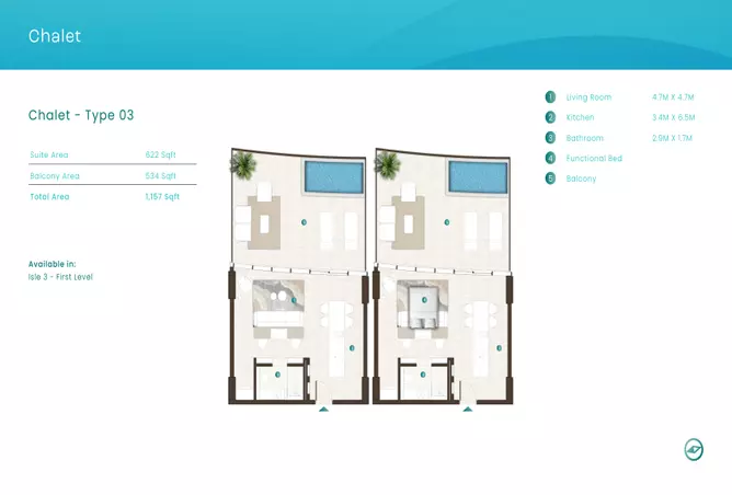 La Mer By Elie Saab — 1BR floor plan