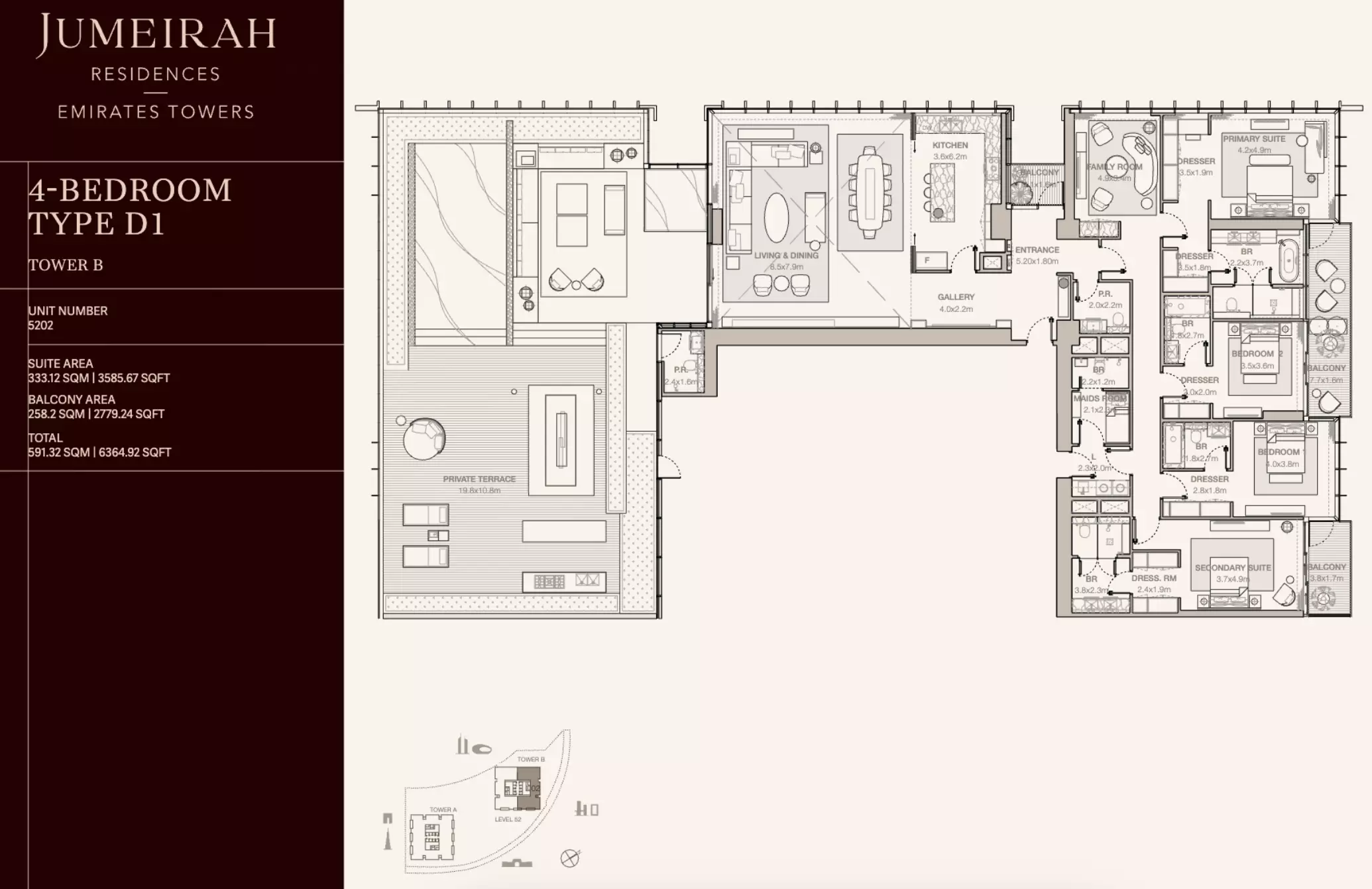 Jumeirah Residences Emirates Towers Type D1-Tower B, 4 beds