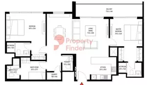Crest Grande Tower B _ Type B (with Maid room + Balcony), 2 beds