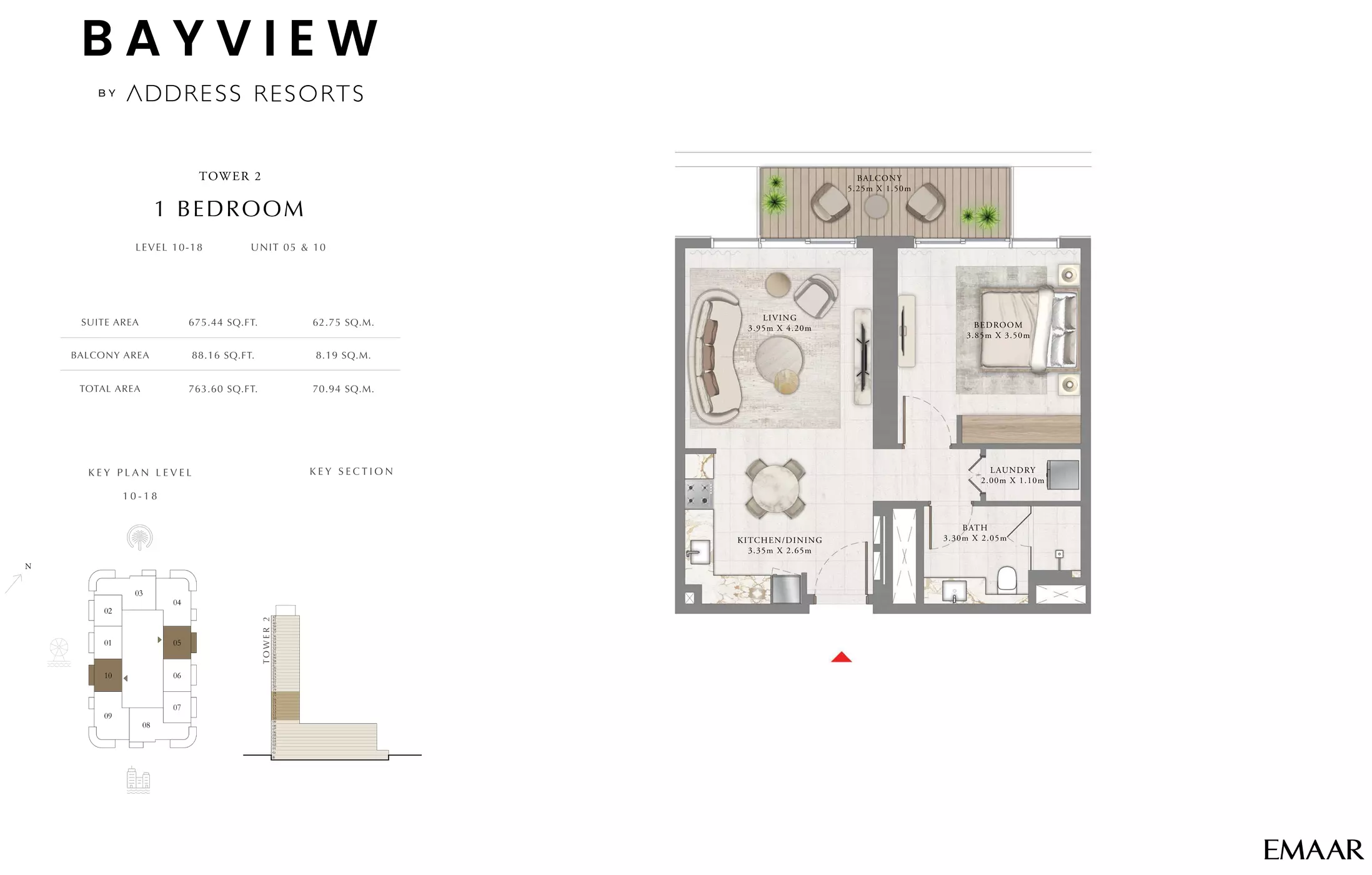 Bayview By Emaar Unit 5 & 10, Level 10-18, 1 bed