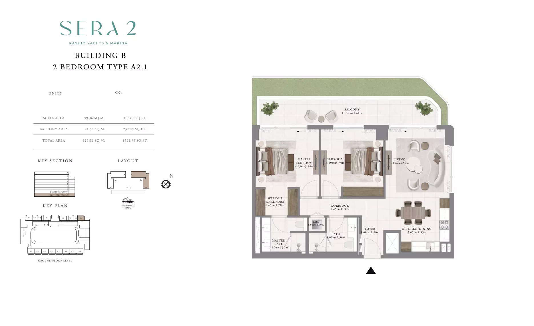 Sera Phase 2 By Emaar Type A2.1-Building B, 2 beds