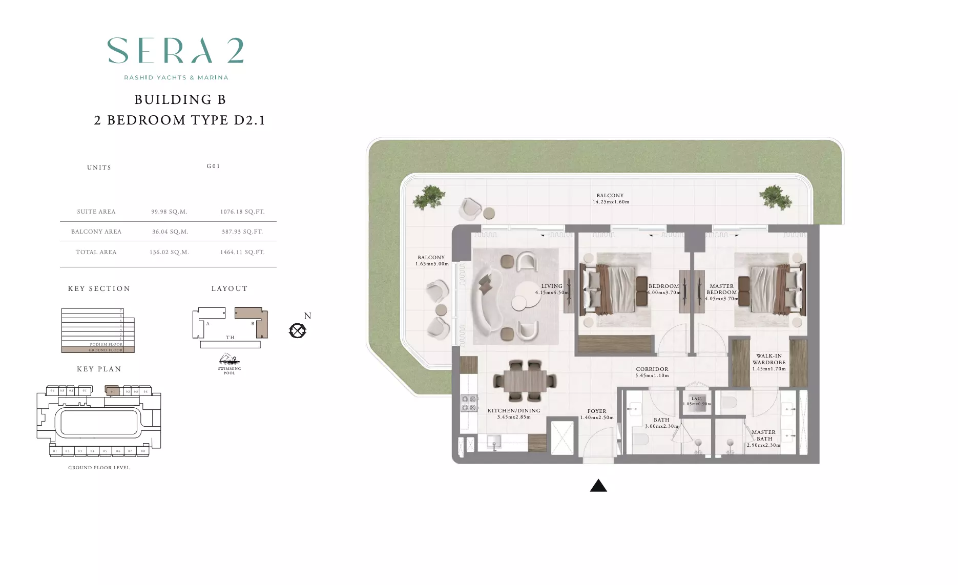 Sera Phase 2 By Emaar Type D2.1-Building B, 2 beds