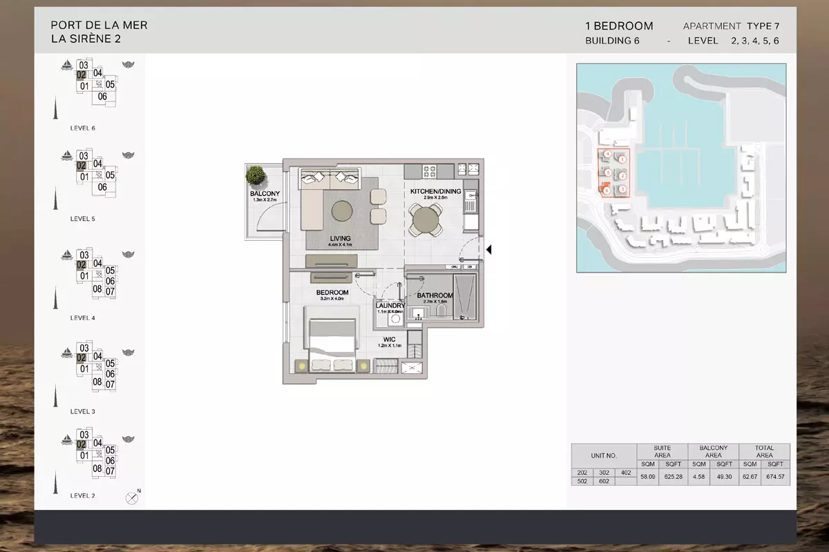 La Sirene Phase 2 By Meraas Type 7-Building 6, 1 bed