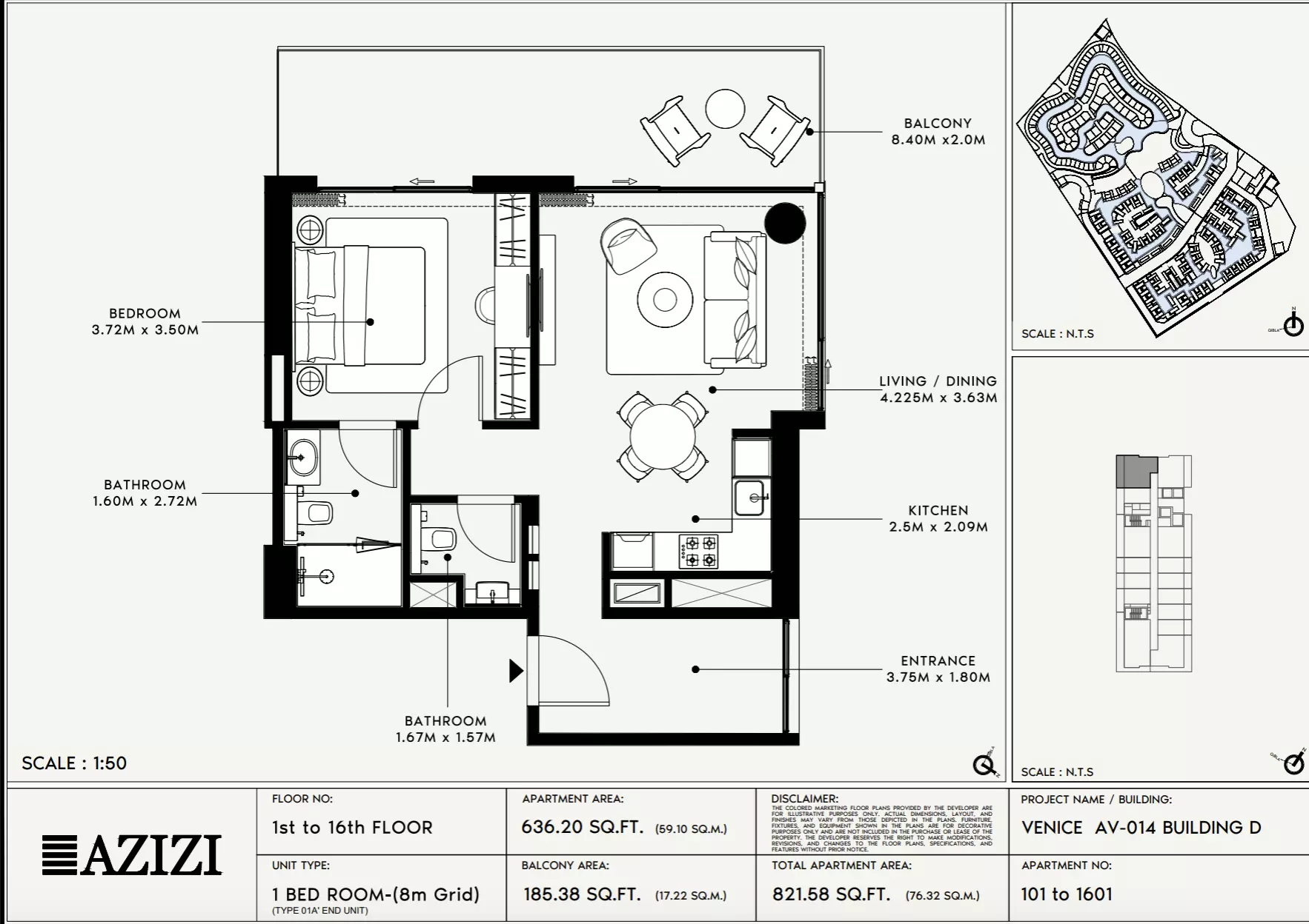 Azizi Venice 14 Type 101-Building D, 1 bed