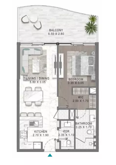 Lagoons Views Phase 2 By Damac Tower 11C, 11D, 12C & 12D Type 17, 1 bed