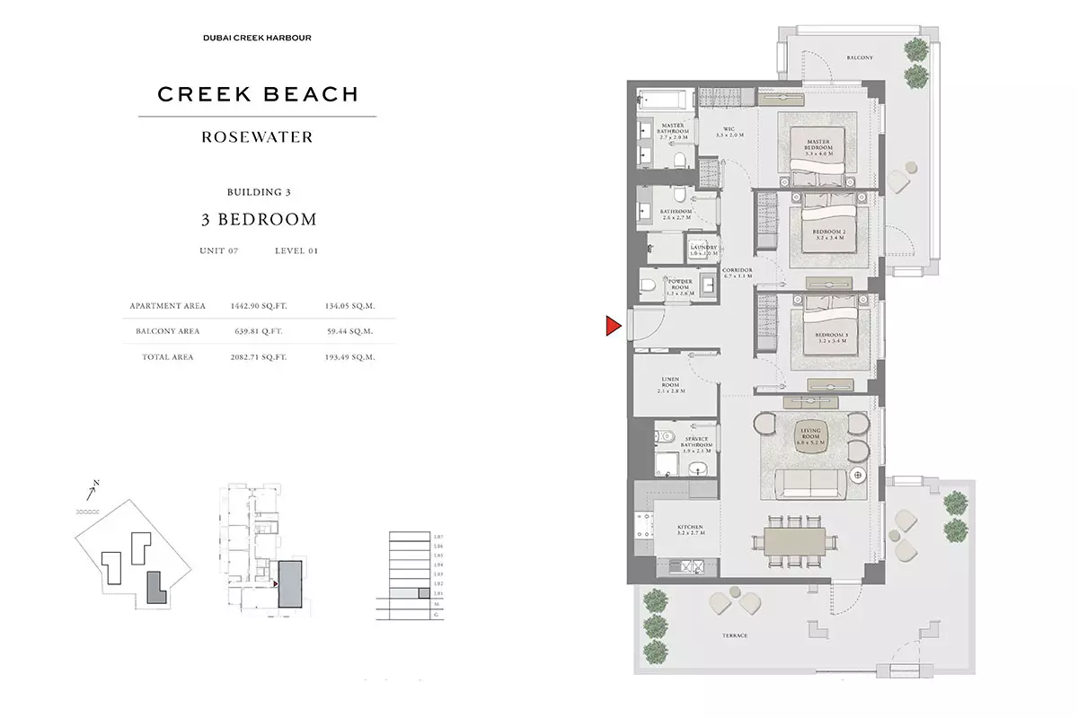 Creek Beach Rosewater B3-Type A, 3 beds