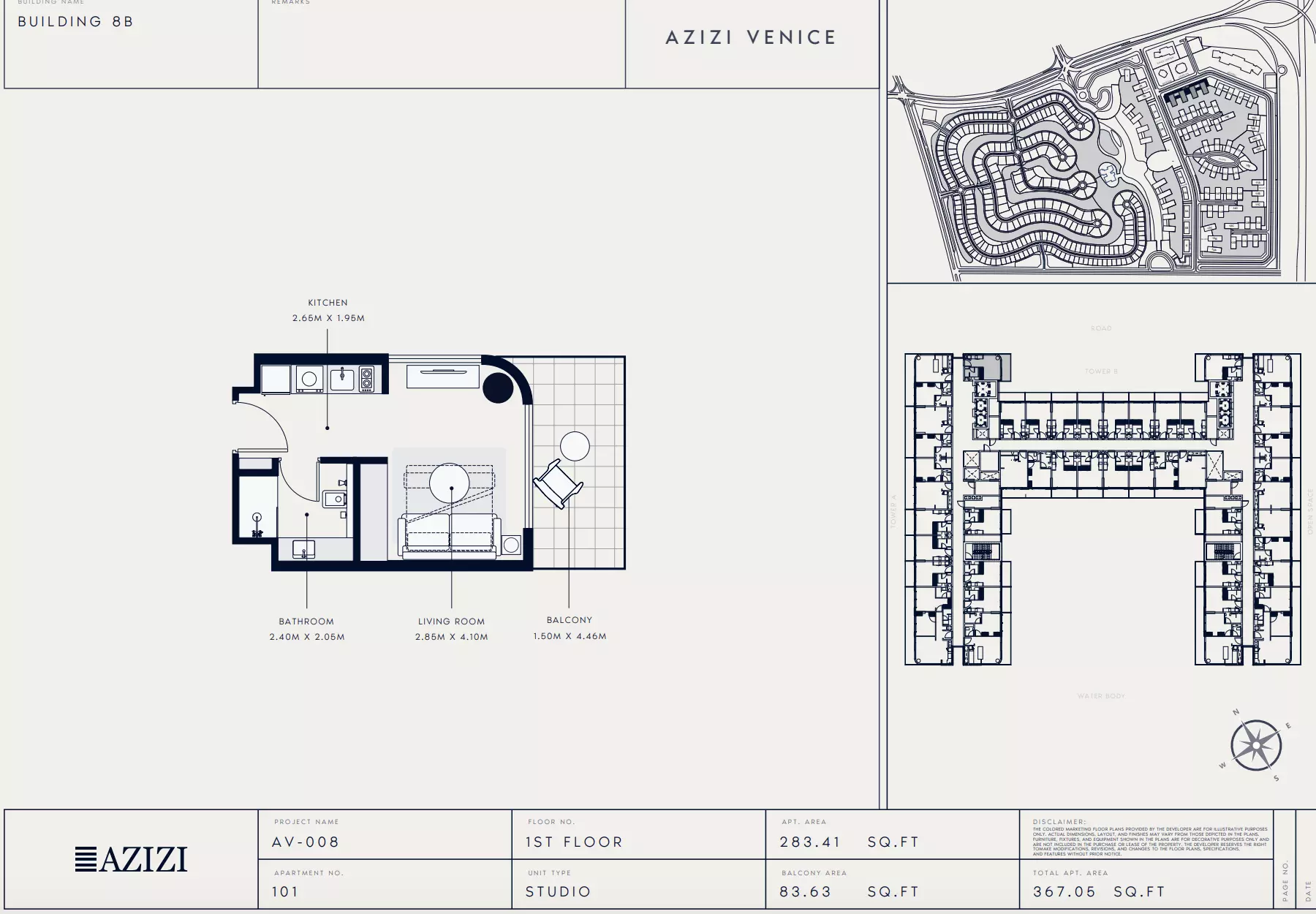 Azizi Venice 8 Type 101-Building B, studio