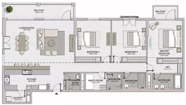 Le Ciel Type 1, 3 beds