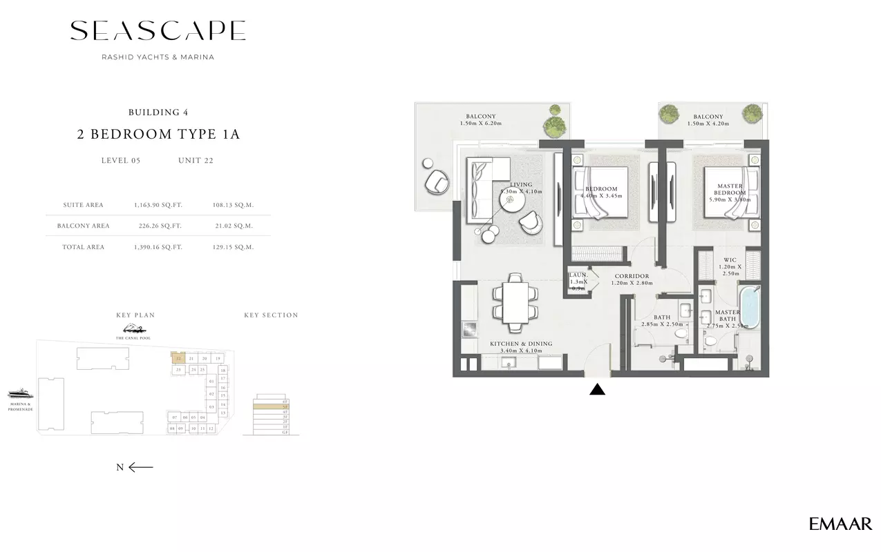 Seascape B4-Type 1A, Level 05, Unit 22, 2 beds