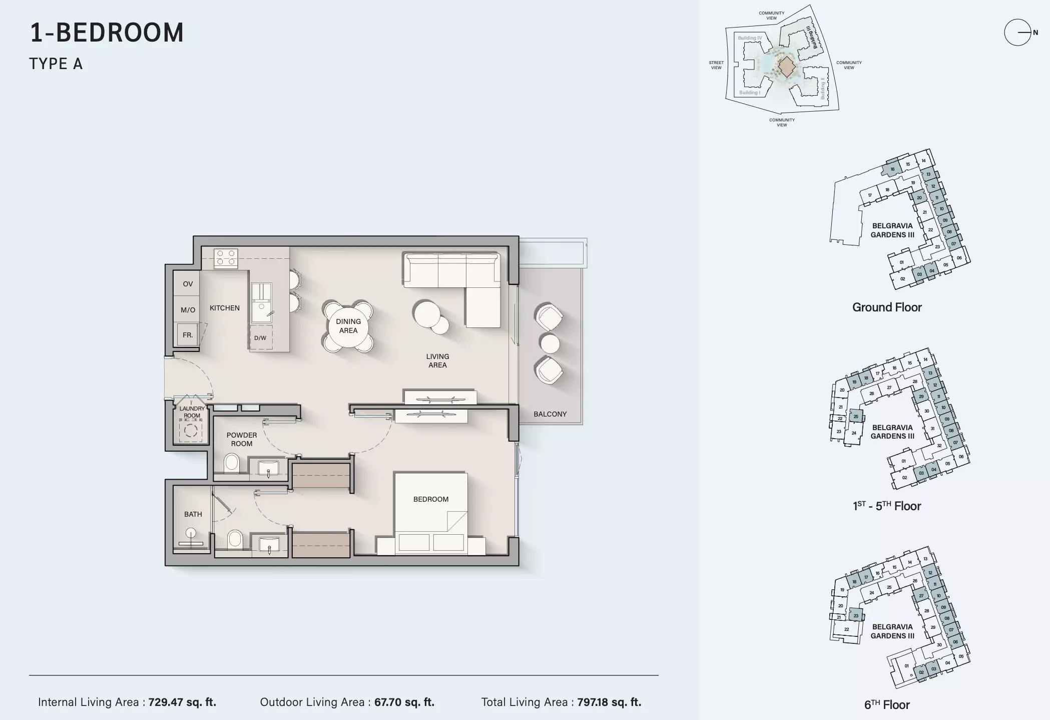 Belgravia Gardens — 1BR floor plan