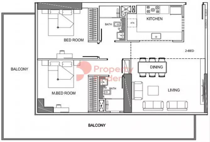 Binghatti Amber — 2BR floor plan