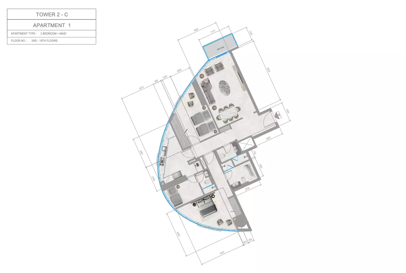 Orchid Towers Phase 1 - Type 5+Maid-Tower C Floor Plan