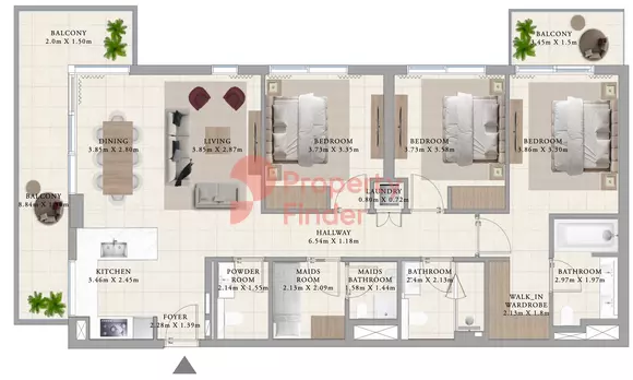 Club Drive Type 1 Building B, 3 beds
