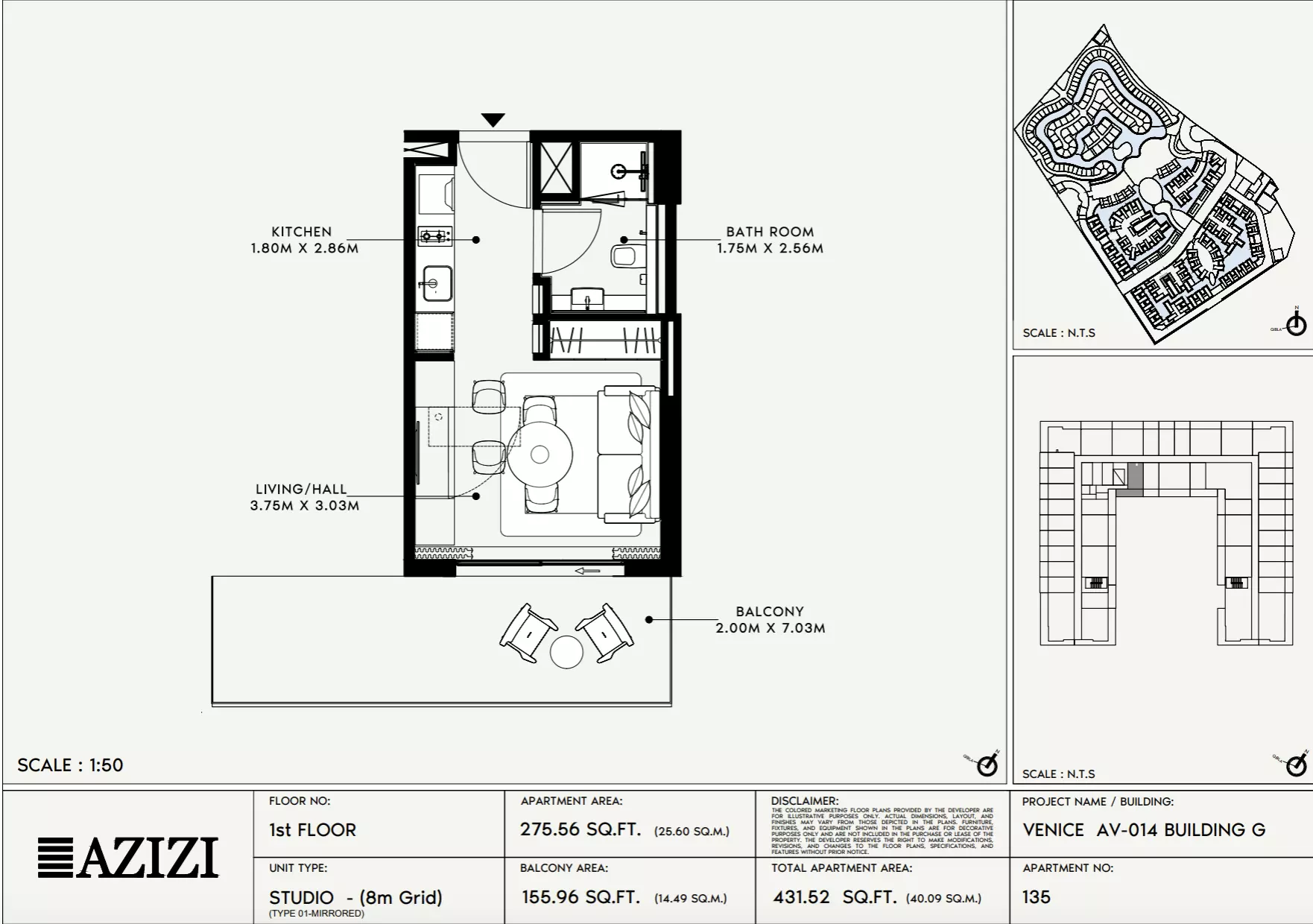 Azizi Venice 14 Type 135-Building G, studio