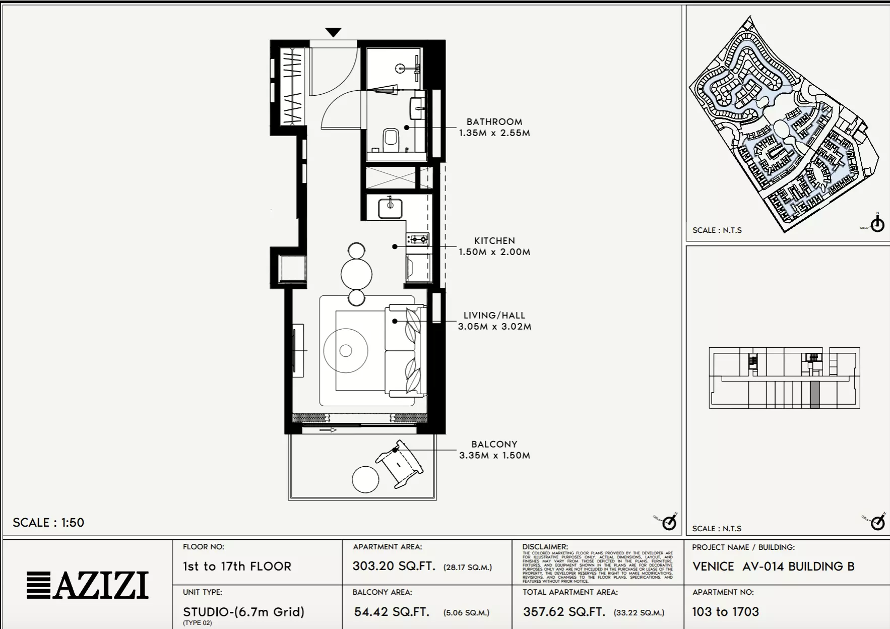 Azizi Venice 14 Type 103-Building B, studio
