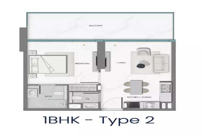 Samana Hills South 2 — 1BR floor plan
