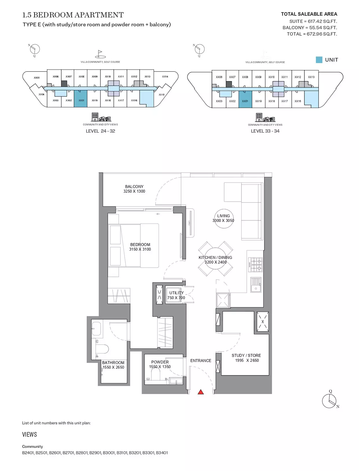 Sobha Orbis Type E-Tower B, 2 beds