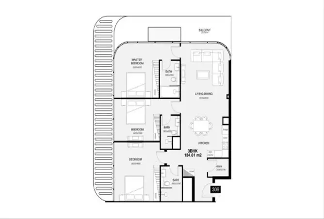 Villa Del Gavi Residences — 3BR floor plan