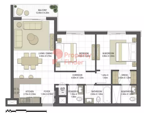 Aysha Residences By Eagle Hills B2-TYPE 2B-3, 2 beds