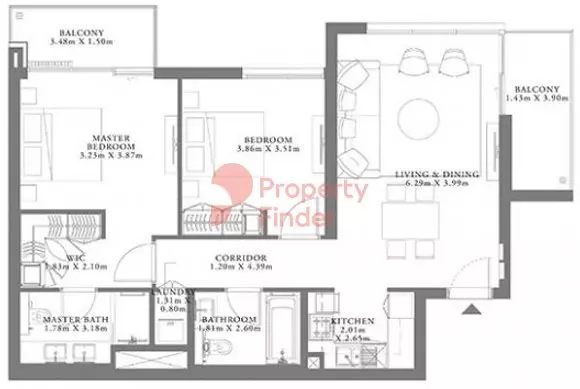 Seagate Type 2 Building 3 Unit 8 Level 7-8, 2 beds