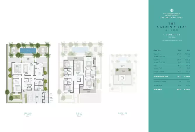 District One West By Nakheel — 5BR floor plan