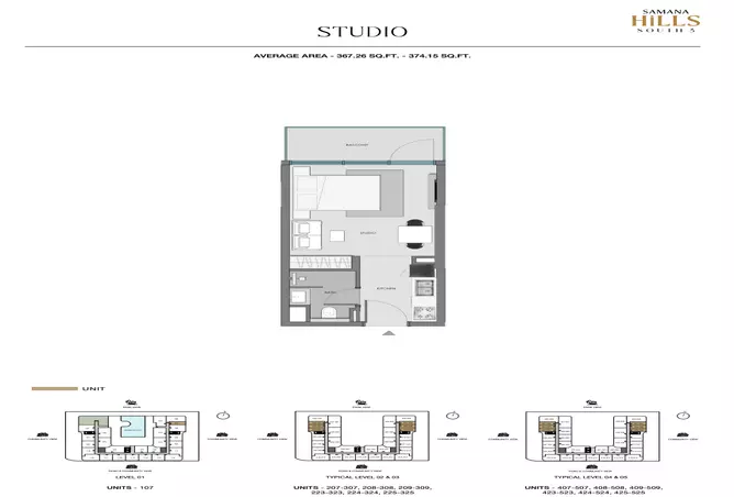 Samana Hills South 3 — Studio floor plan