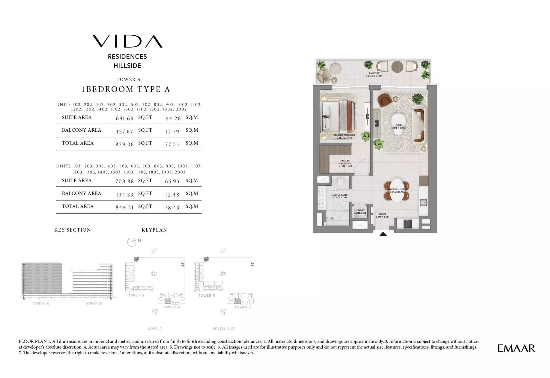 Vida Residences Hillside — 1BR floor plan