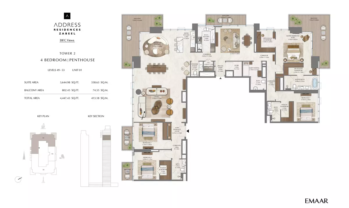 Address Residences Zabeel Unit 1, 4 beds
