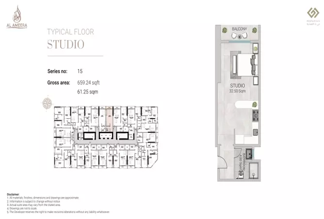 Al Ameera Village 5 — Studio floor plan