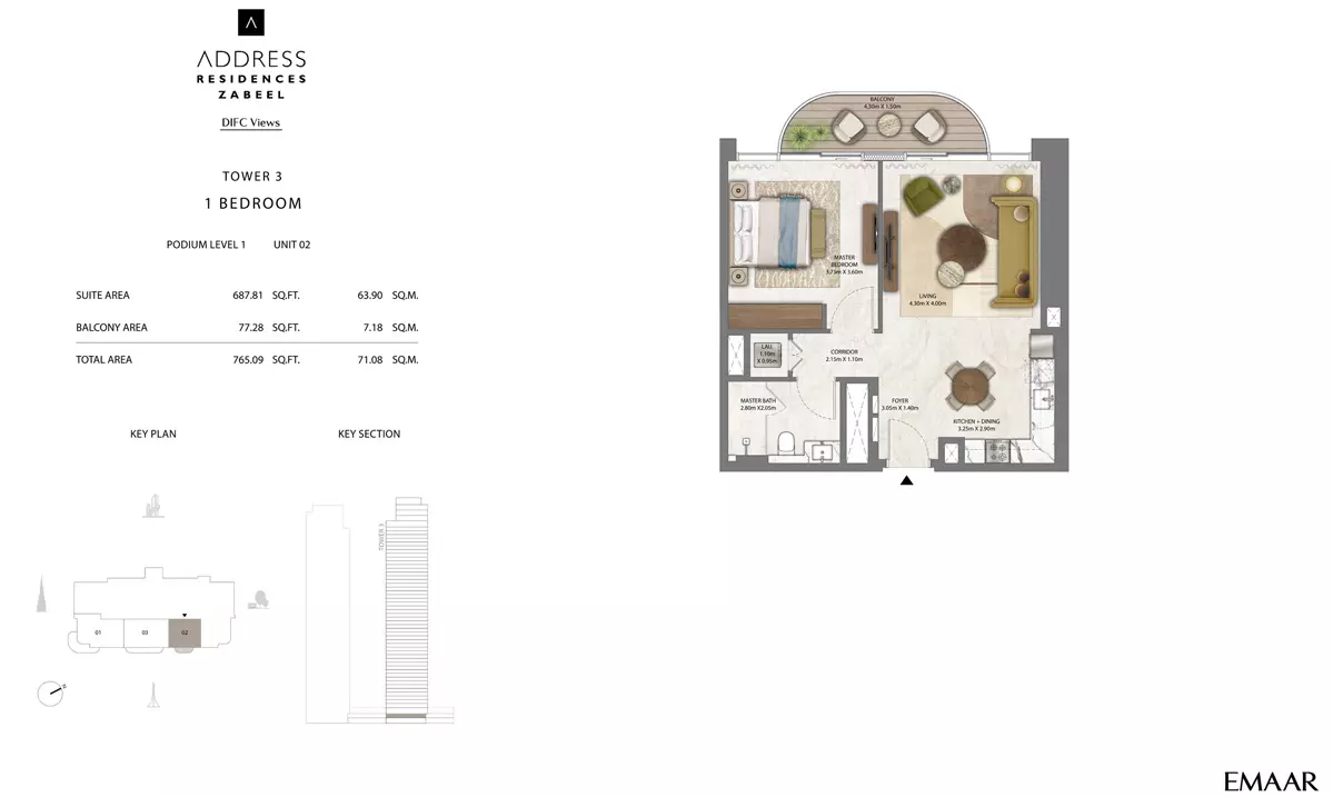 Address Residences Zabeel Unit 2, 1 bed