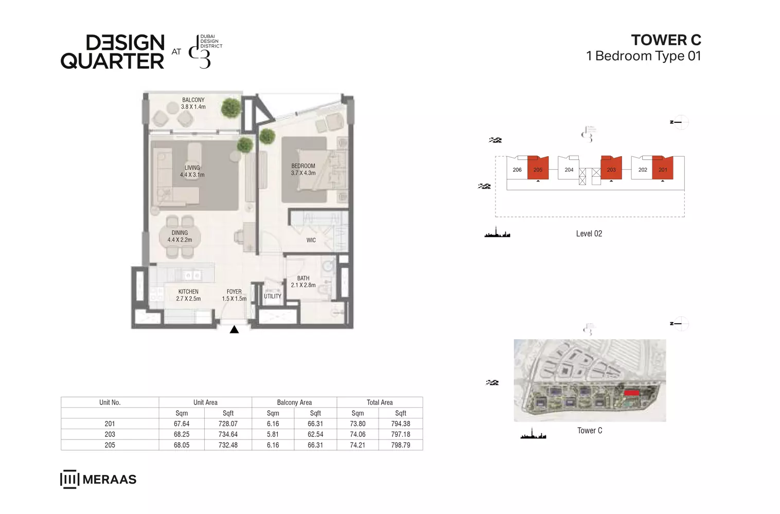 Design Quarter Building C _ Type Type 01, 1 bed