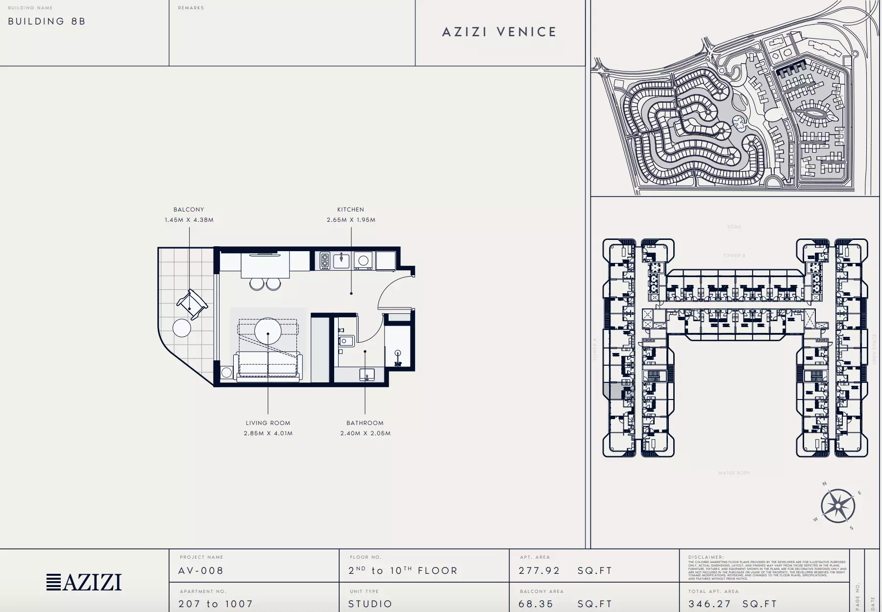 Azizi Venice 8 Type 207-Building B, studio