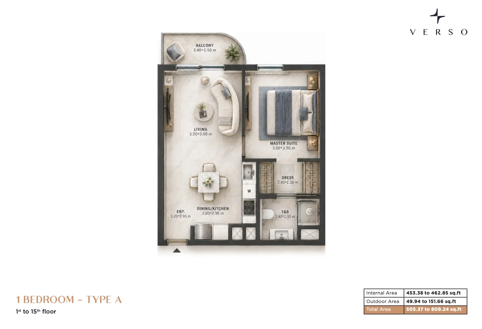 Verso — 1BR floor plan