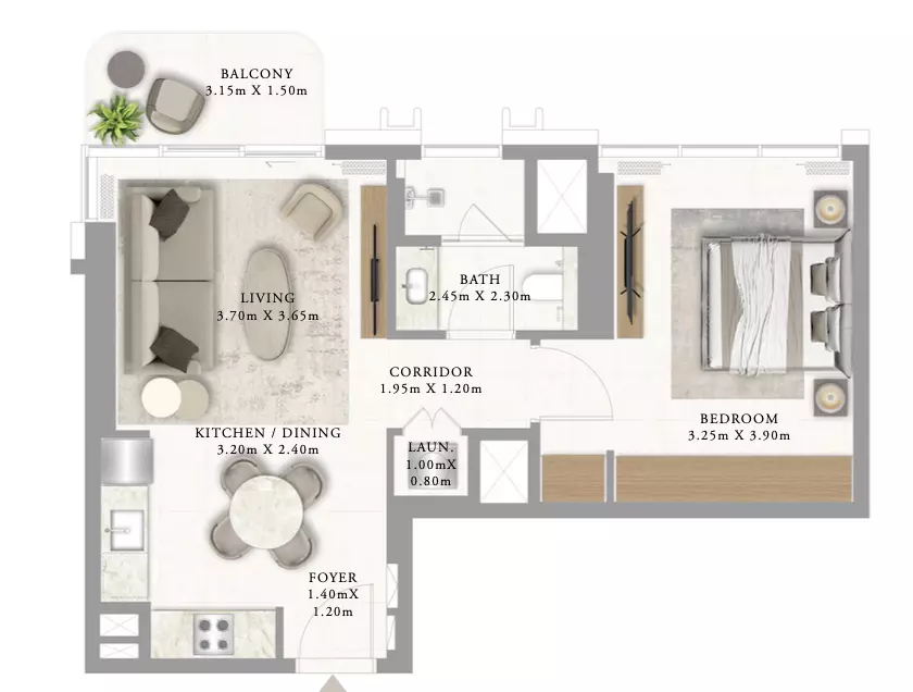 Address Residences Al Marjan Island Building 2 _ Type 2A 1BDR, 1 bed