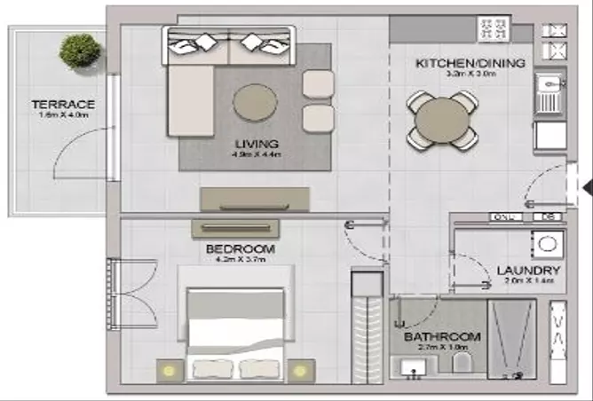 La Sirene Phase1 By Meraas — 1BR floor plan