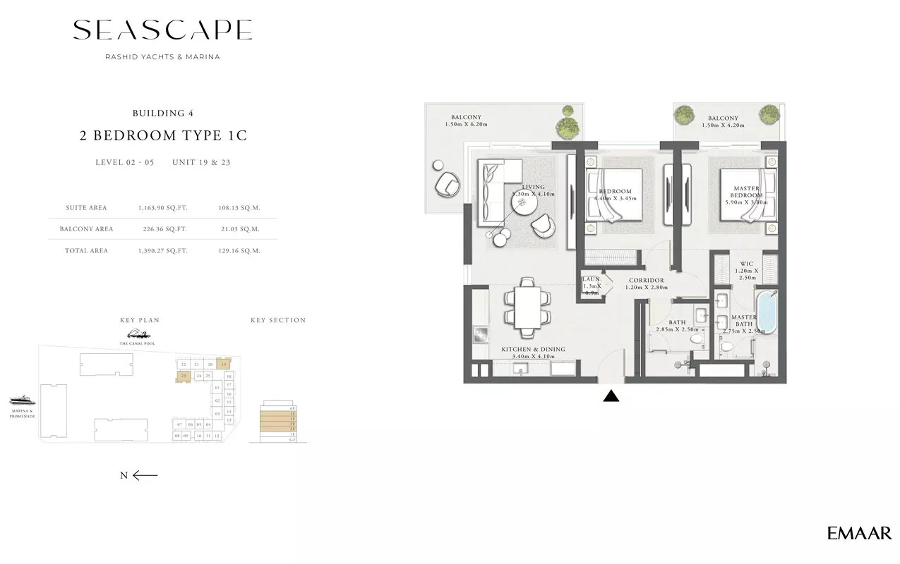 Seascape B4-Type 1C, Level 02-05, Unit 19 & 23, 2 beds