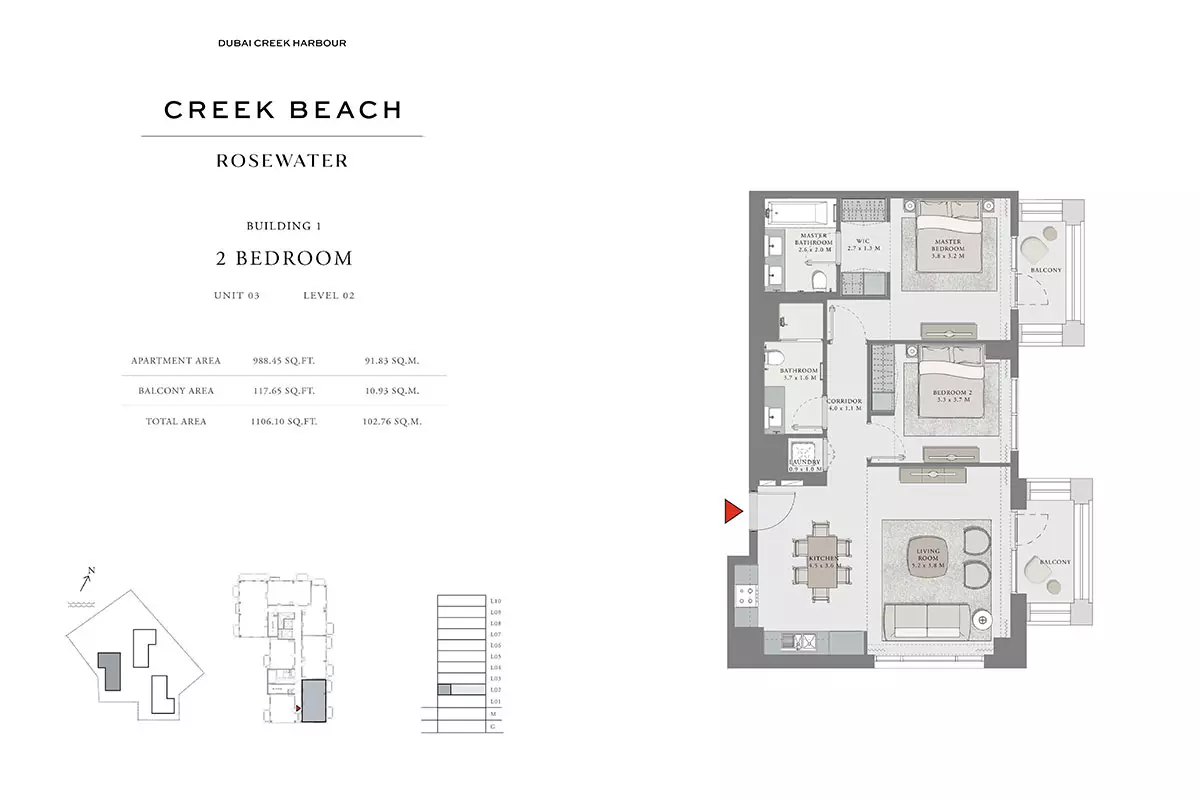 Creek Beach Rosewater B2-Type D, 2 beds