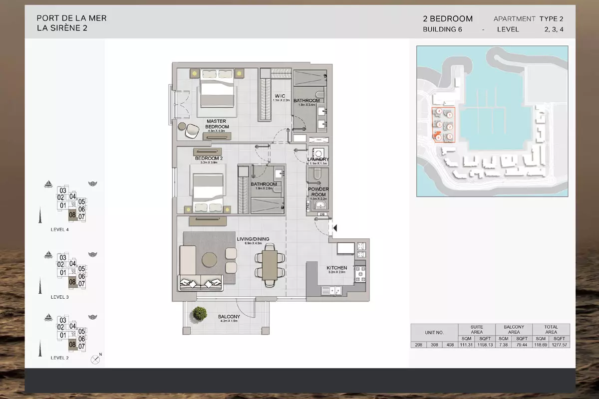La Sirene Phase 2 By Meraas Type 2-Building 6, 2 beds