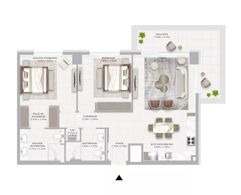Ocean Point 1 By Emaar B2-Type 2B, 2 beds