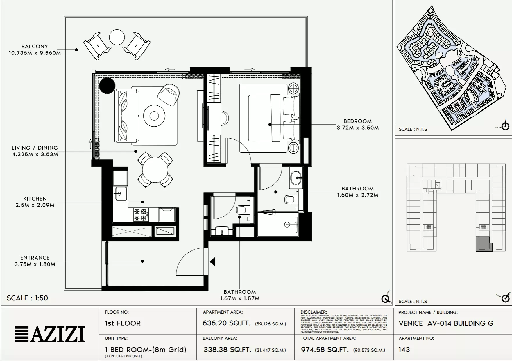 Azizi Venice 14 Type 143-Building G, 1 bed