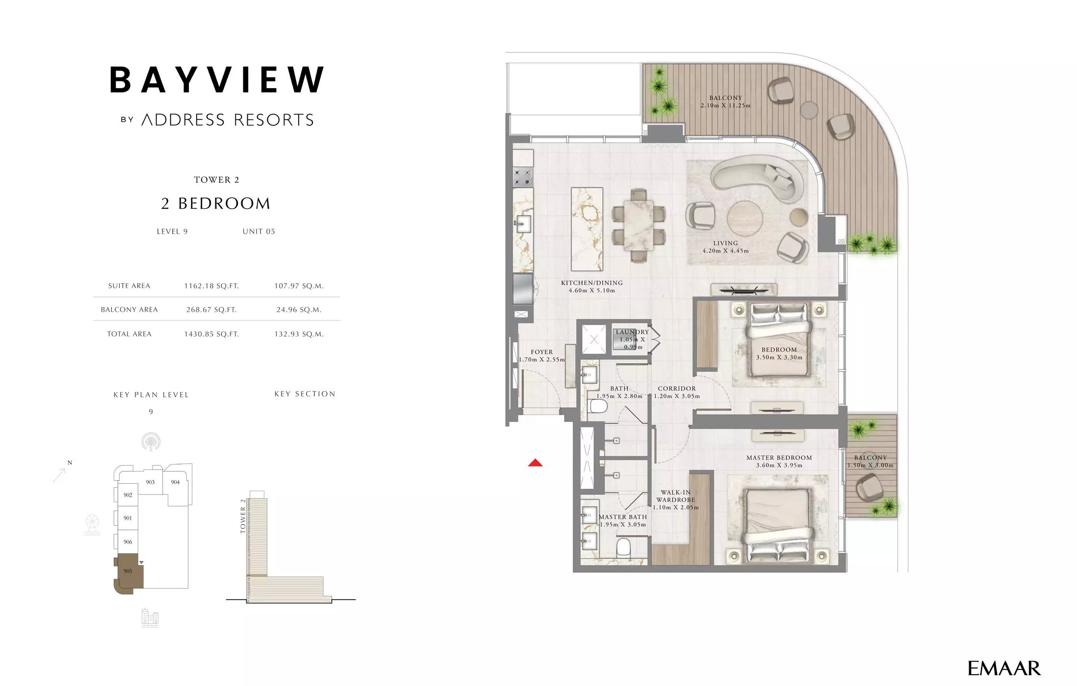 Bayview By Emaar Unit 5, Level 9, 2 beds