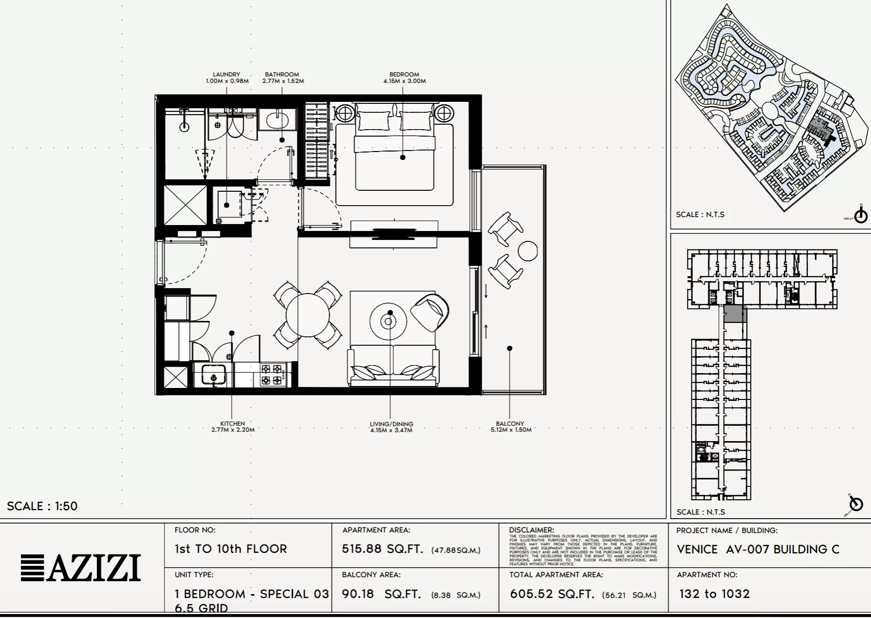 Azizi Venice 7 Type 132-Building C, 1 bed